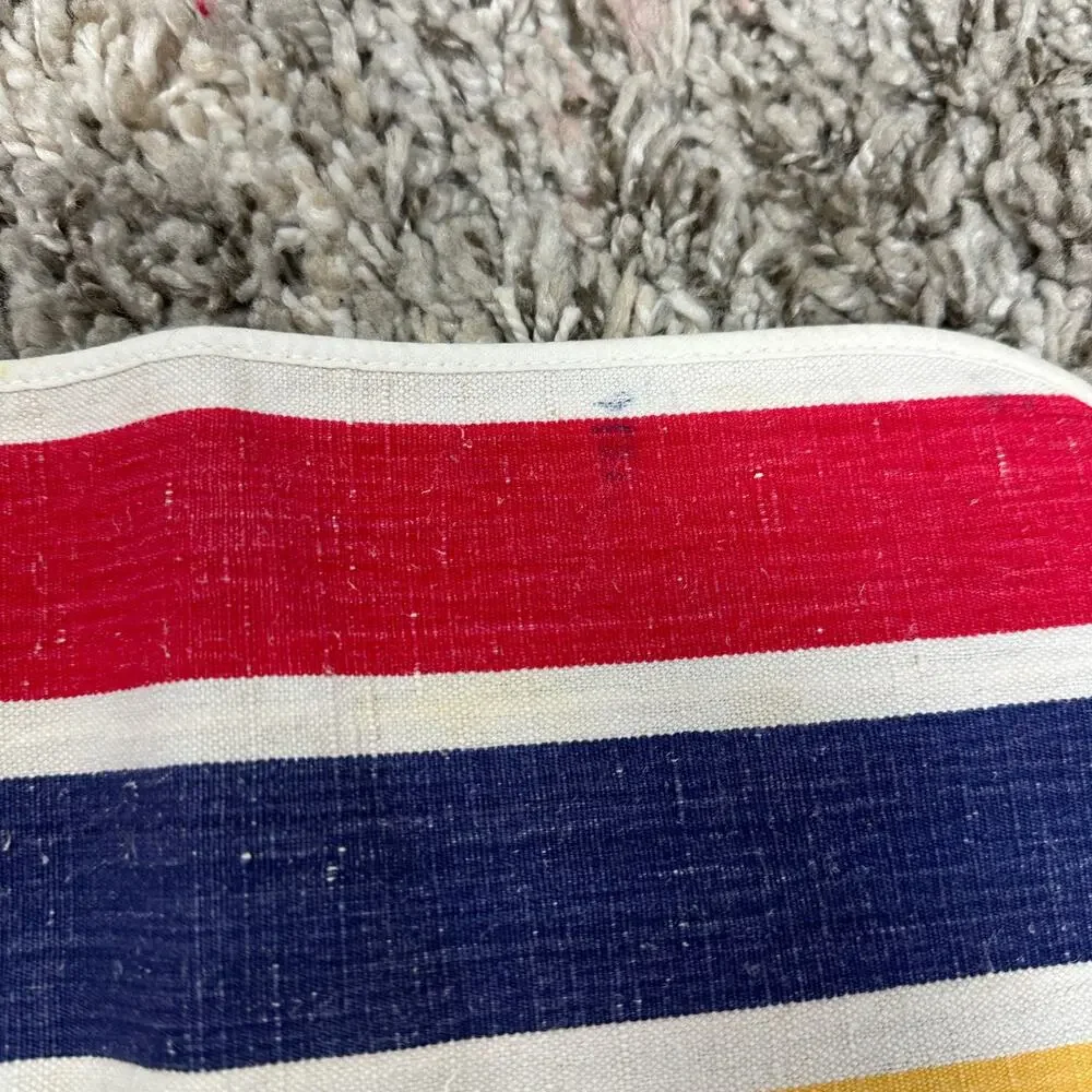 Striped Placemats Round Corners Set of 3 Rainbow Green Striped Picnic Retro